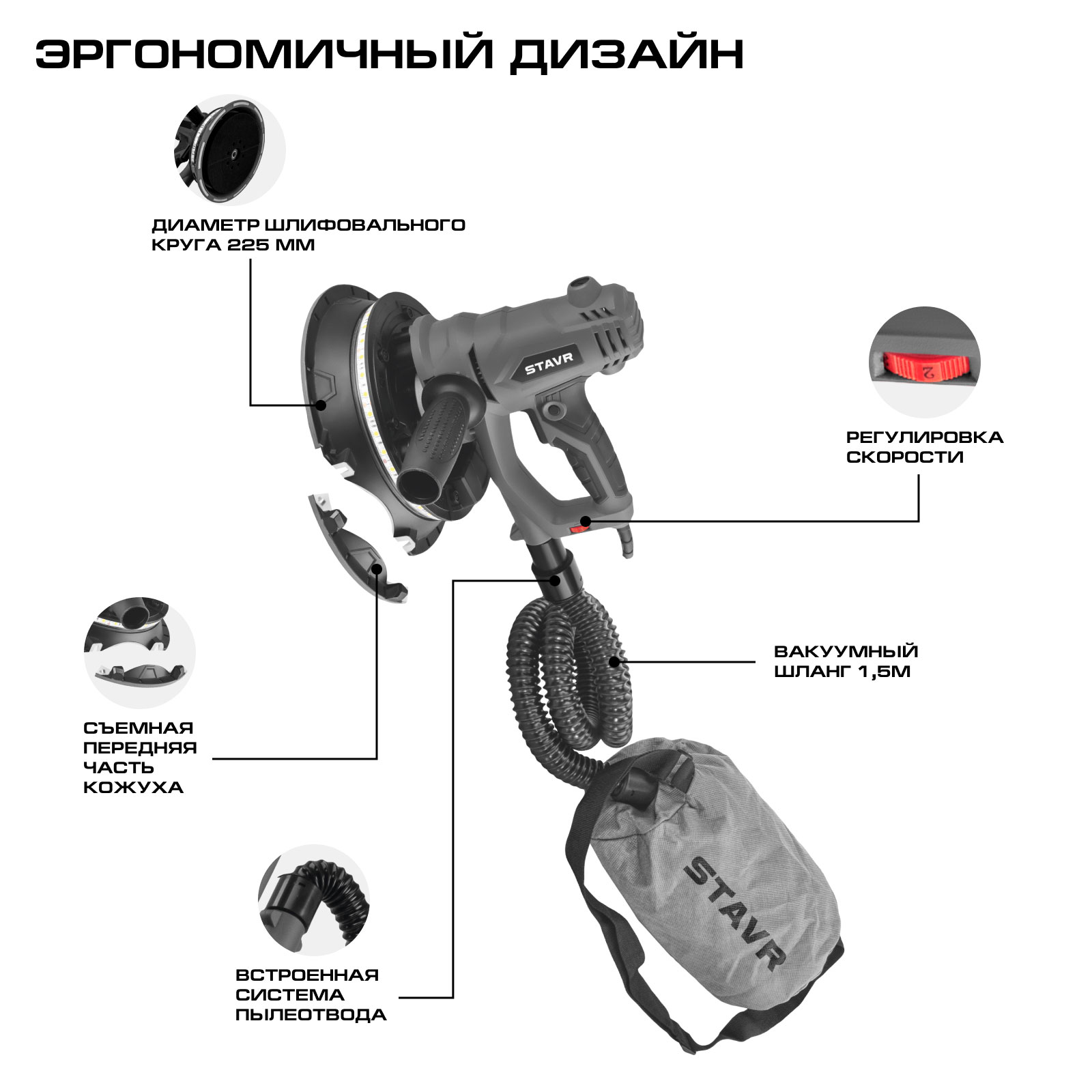 Шлифовальная машина для стен Ставр SWS 1200-225L