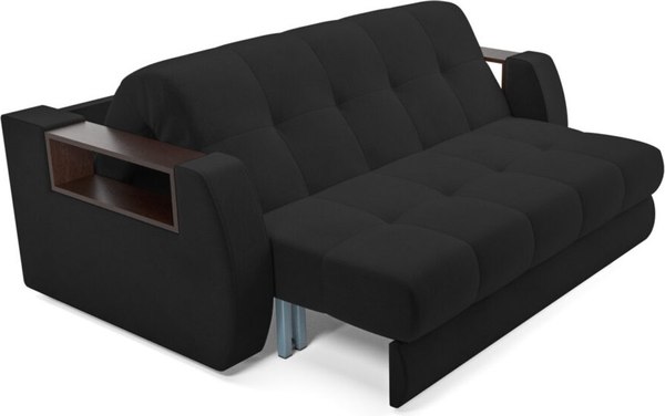 Диван Mebel-Ars Аккордеон Барон №3 ППУ 180x200 (велюр черный HB-178/17)