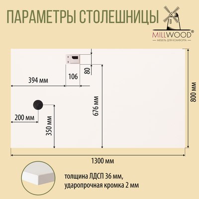 Компьютерный стол Millwood Каир Смарт 130x80x74.2 (белый/металл белый)