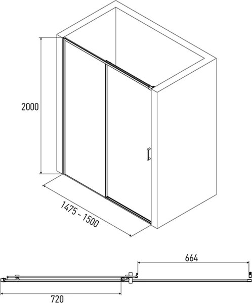 Купить Душевой уголок Alex Baitler 90x200 со стенкой / SG64B90 +  AB64B150 в Барановичах