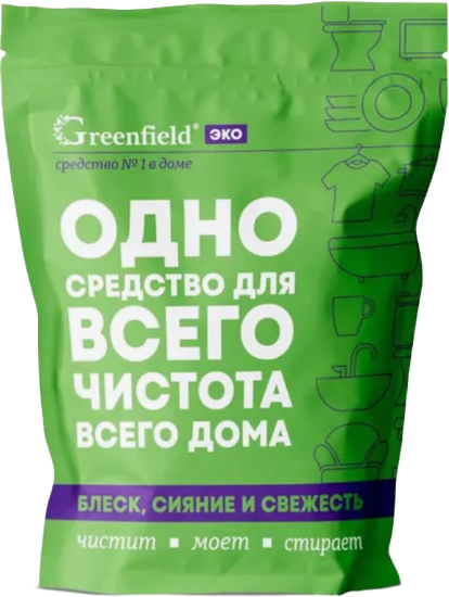 Пятновыводитель-отбеливатель кислородный GreenFIELD Эко БХ-72 (1кг, дойпак)