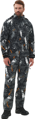 Костюм для охоты и рыбалки Huntsman Матрица -5°С КМФ 192 Исландия (р.44-46/182-188, черный) -