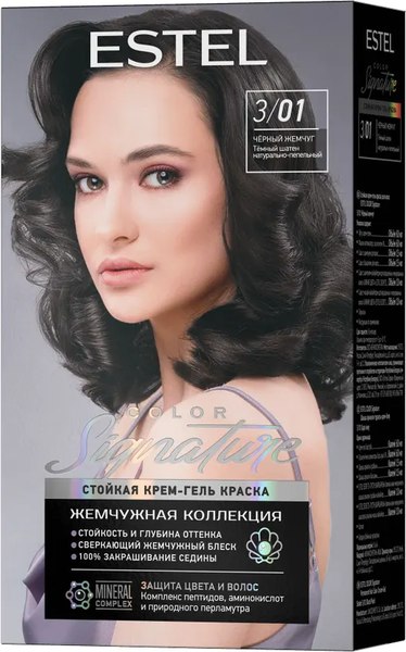 Крем-краска для волос Estel Color Signature 3/01 (черный жемчуг)