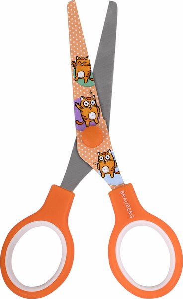 Ножницы канцелярские Brauberg Kids. Котики / 238351 (оранжевый)