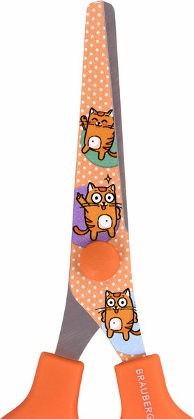Ножницы канцелярские Brauberg Kids. Котики / 238351 (оранжевый)