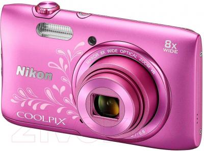 Компактный фотоаппарат Nikon Coolpix S3600 (Pink with Pattern) - общий вид