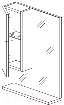 Шкаф с зеркалом для ванной СанитаМебель Ларч 11.520 (левый)