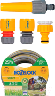 Шланг поливочный Hozelock Select 6025 с набором для запуска полива (6025P2352)