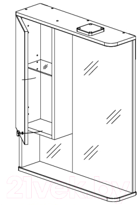 Шкаф с зеркалом для ванной СанитаМебель Камелия-11.60 Д2 (левый, белый)