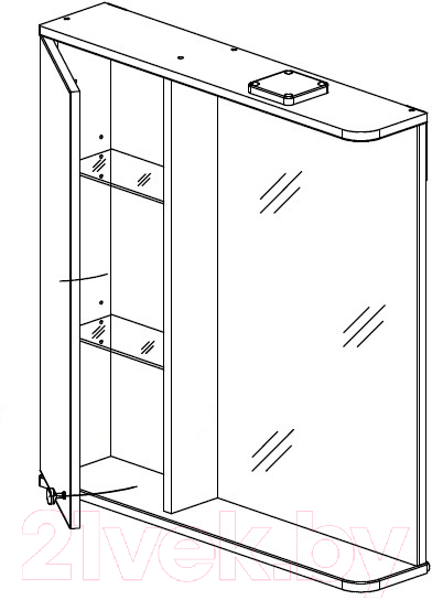 Шкаф с зеркалом для ванной СанитаМебель Камелия-11.70 Д2 (левый, белый)