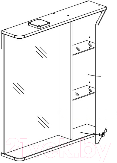 Шкаф с зеркалом для ванной СанитаМебель Камелия-11.70 Д2 (правый, белый)