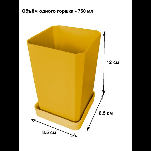 Набор горшков для рассады Чипполино АРТ0335 с выдвижным дном, многоразовый (желтый)
