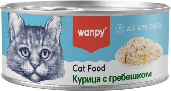 Влажный корм для кошек Wanpy Cat Курица с гребешками (95г)