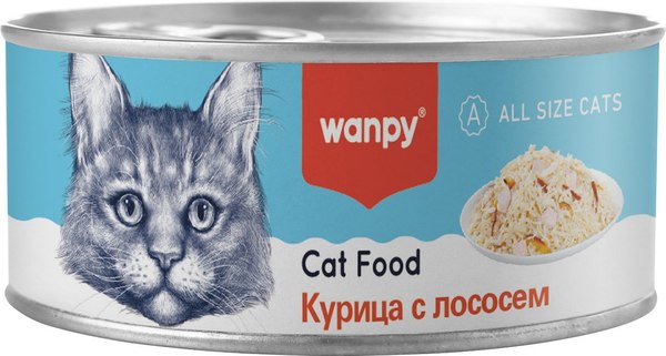 Влажный корм для кошек Wanpy Cat Курица с лососем (95г)