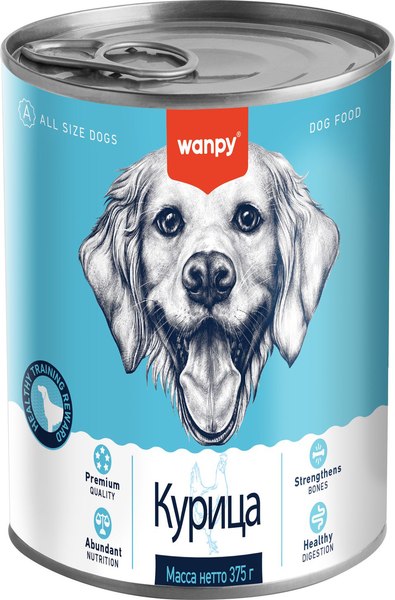 Влажный корм для собак Wanpy Dog курица (375г)