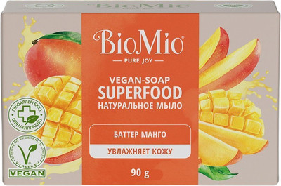 Мыло твердое BioMio Bio-Soap Натуральное с баттером манго (90г) - 