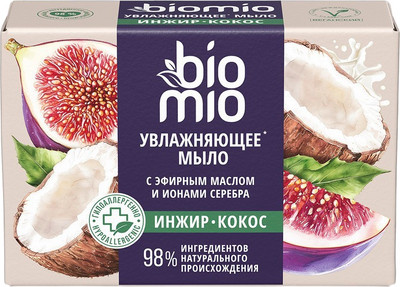 Мыло твердое BioMio Bio-Soap Натуральное с экстрактом инжира и баттером кокоса (90г) - 