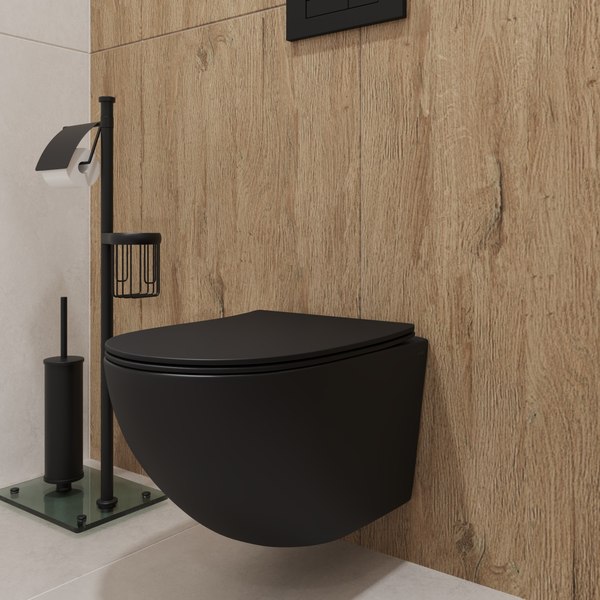 Унитаз подвесной с инсталляцией Lauter Sulzdorf + GROHE Solido 38811KF0 (черный с микролифтом)