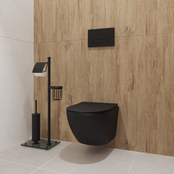 Унитаз подвесной с инсталляцией Lauter Sulzdorf + GROHE Solido 38811KF0 (черный с микролифтом)