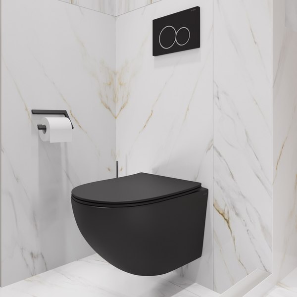Унитаз подвесной с инсталляцией Lauter Sulzdorf + GROHE Solido 38811KF0 (черный с микролифтом)