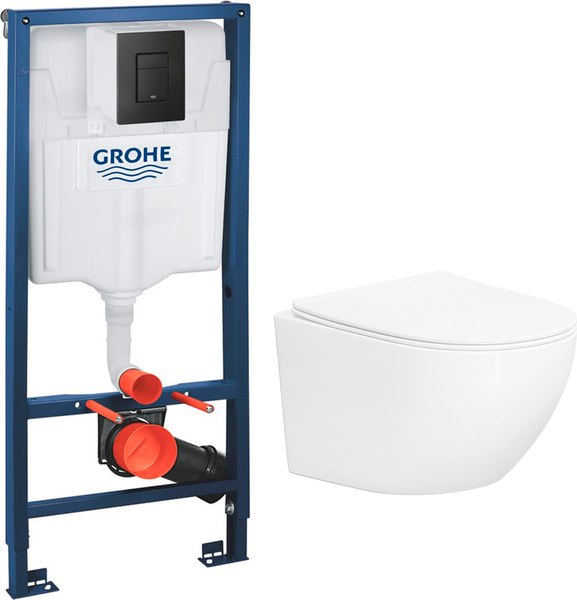Унитаз подвесной с инсталляцией Lauter Sulzdorf + GROHE Solido 38811KF0 (белый с микролифтом)