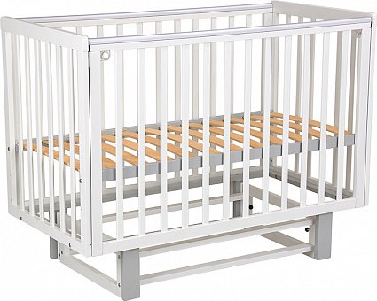 Детская кроватка Polini Kids Simple 341 с маятником / 0003167-16 (белый/серый)