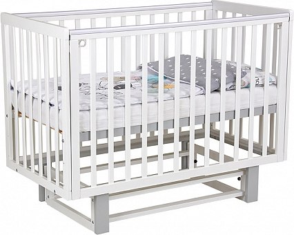 Детская кроватка Polini Kids Simple 341 с маятником / 0003167-16 (белый/серый)