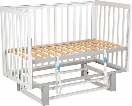 Детская кроватка Polini Kids Simple 341 с маятником / 0003167-16 (белый/серый)