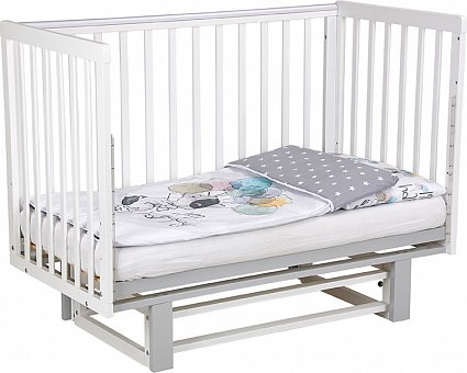 Детская кроватка Polini Kids Simple 341 с маятником / 0003167-16 (белый/серый)
