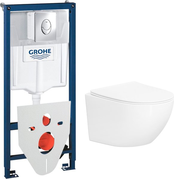 Унитаз подвесной с инсталляцией Lauter Sulzdorf + GROHE Rapid SL 38721001 + панель GROHE 37131000