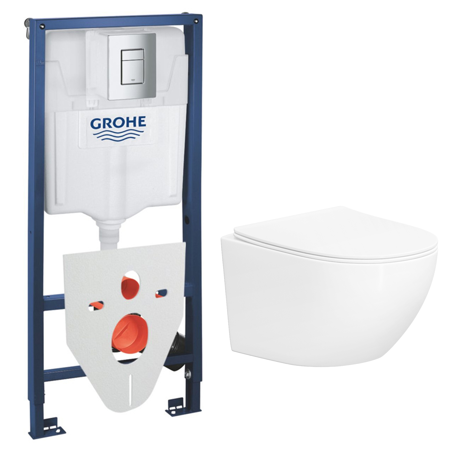 Унитаз подвесной с инсталляцией Lauter Sulzdorf + GROHE Rapid SL 38772001 + панель GROHE 37131000