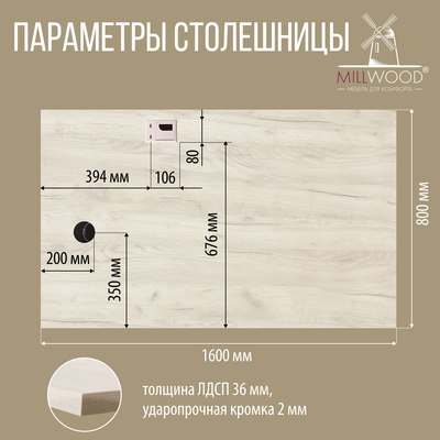 Компьютерный стол Millwood Каир Смарт 160x80x74.2 (дуб белый Craft/металл черный)