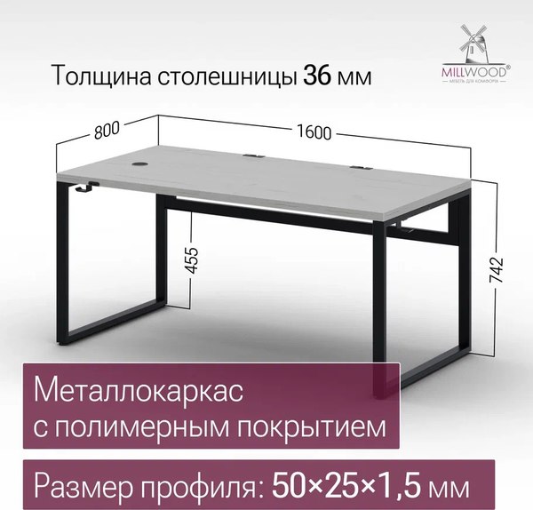 Купить Компьютерный стол Millwood Каир Смарт 160x80x74.2 в Слуцке