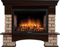 Портал для камина Firelight Forte Wood 30 (камень коричневый/шпон темный дуб) - 