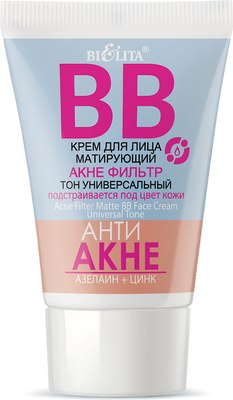 

BB-крем, Анти Акне Азелаин+Цинк Акне фильтр матирующий тон универсальный