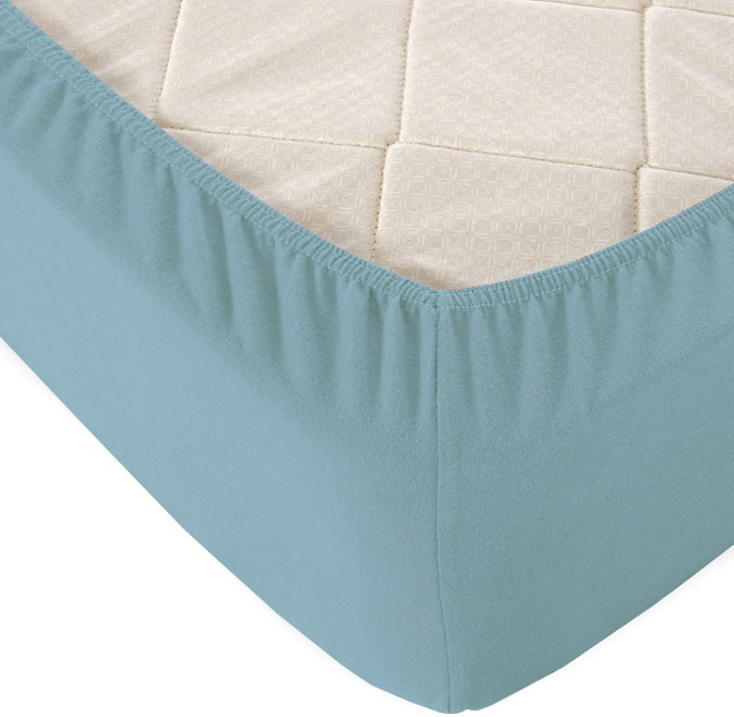 Простыня Alleri Трикотажная на резинке 90x200x20см (голубая ель)
