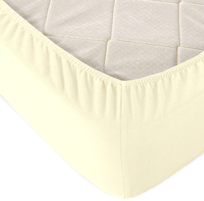 Простыня Alleri Трикотажная на резинке 90x200x20см (молочный)