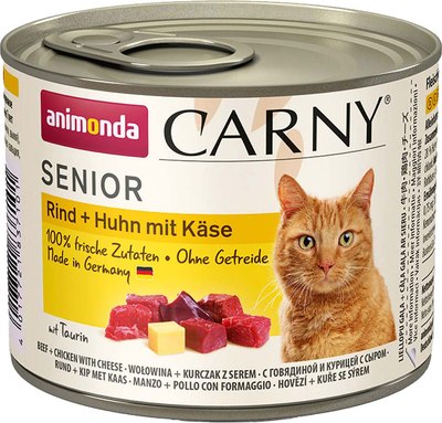

Влажный корм для кошек, Carny Senior с говядиной, курицей и сыром