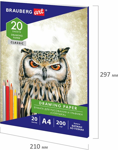 Набор бумаги для рисования Brauberg Art Classic / 114492 (20л)