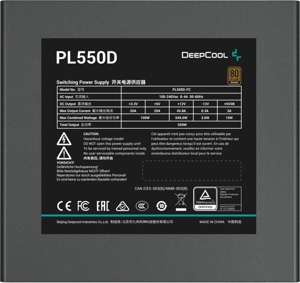 Блок питания для компьютера Deepcool PL550D 550W (R-PL550D-FC0B-EU-V2)