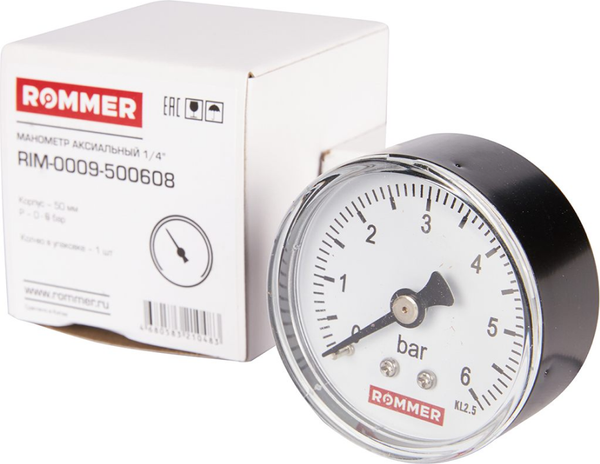 Манометр сантехнический Rommer Аксиальный RIM-0009-500608