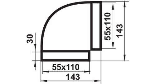 Колено воздуховода Семь ветров Горизональное 110x55 / 5251 — фото 2