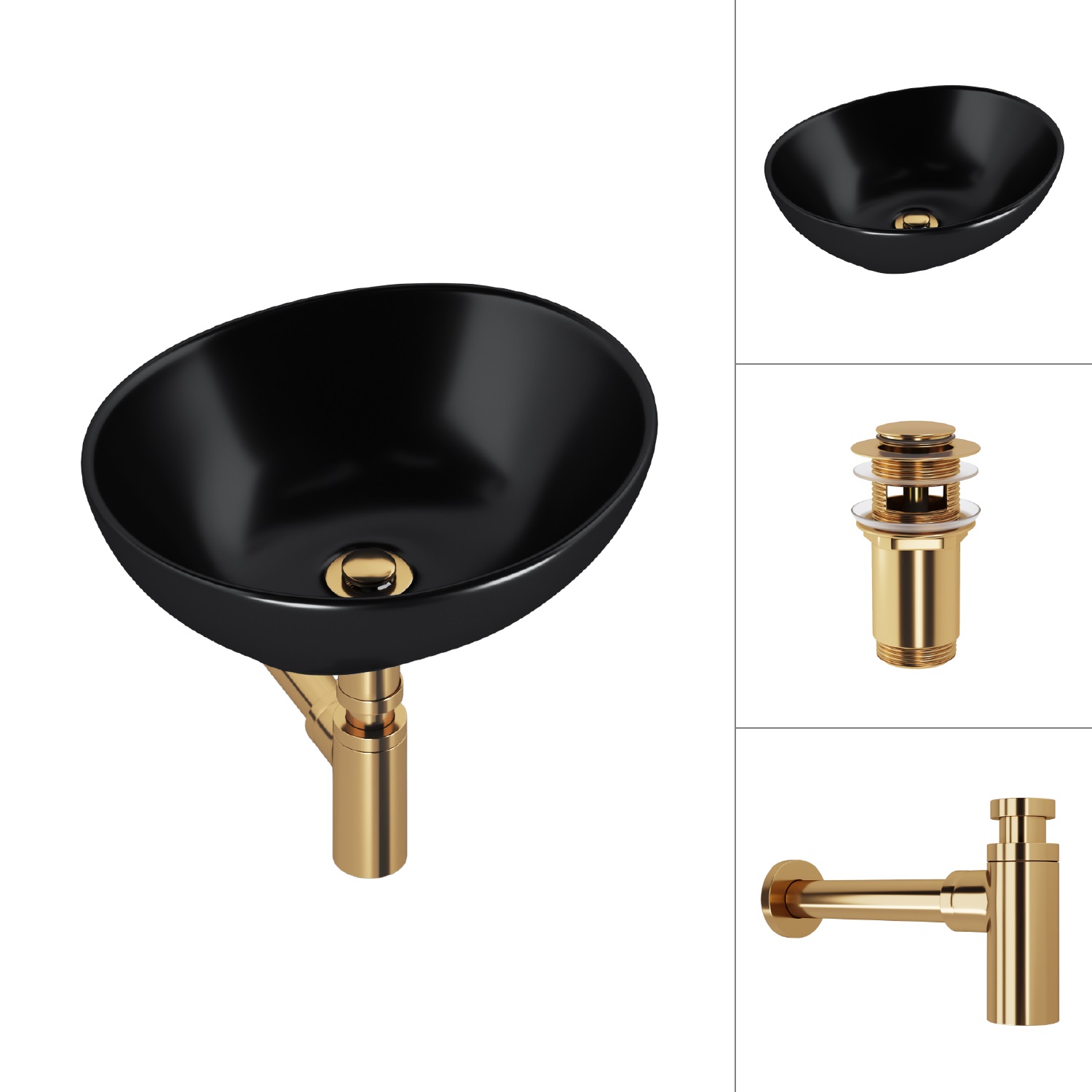 Умывальник Lauter 21652-A + клапан 21190G + сифон 21635G (золото)