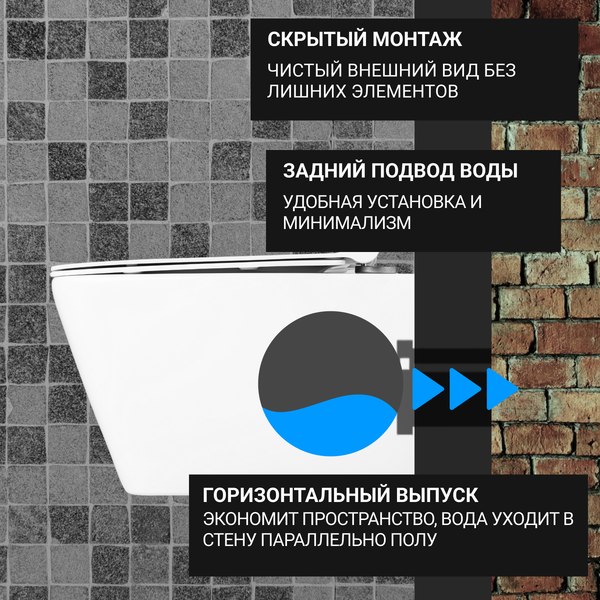 Унитаз подвесной с инсталляцией Saniteco KW-9004W + AM101/1120 + M71-BL-01
