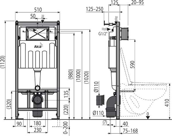 Унитаз подвесной с инсталляцией Saniteco KW-9004W + AM101/1120 + M71-BL-01