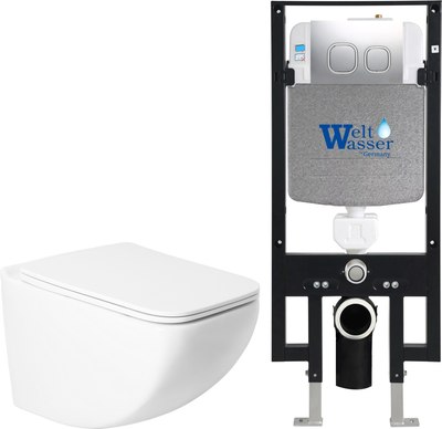 Унитаз подвесной с инсталляцией Saniteco KW-99048 + 497 + RD-CR - 
