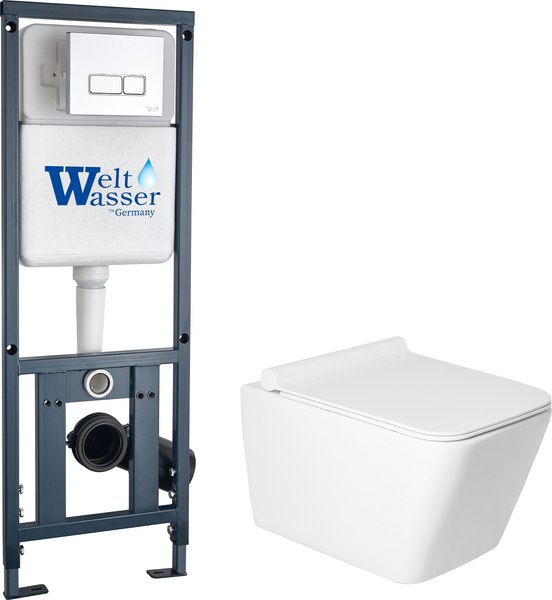 Унитаз подвесной с инсталляцией Saniteco KW-9004W + 410 + 410 SE CR