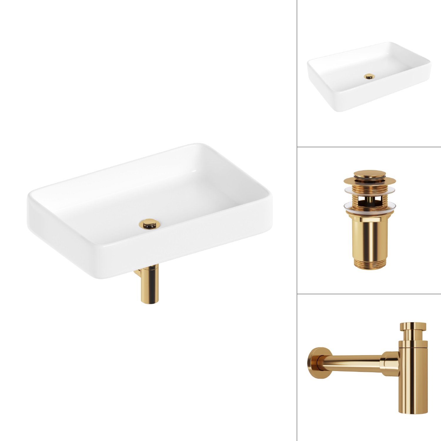 Умывальник Lauter 21842 + клапан 21190G + сифон 21635G (золото)