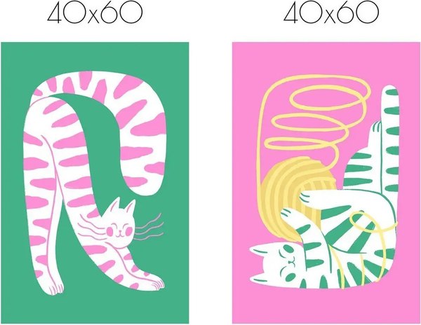 Постеры Citydecor Котик 10 (2шт, 40x60)