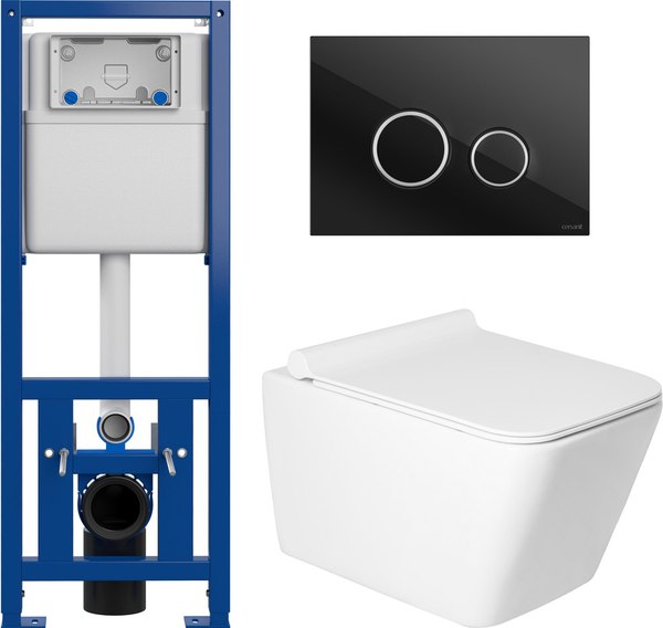 Унитаз подвесной с инсталляцией Saniteco KW-9004W + 64117 + S-IN-MZ-LINK_PRO